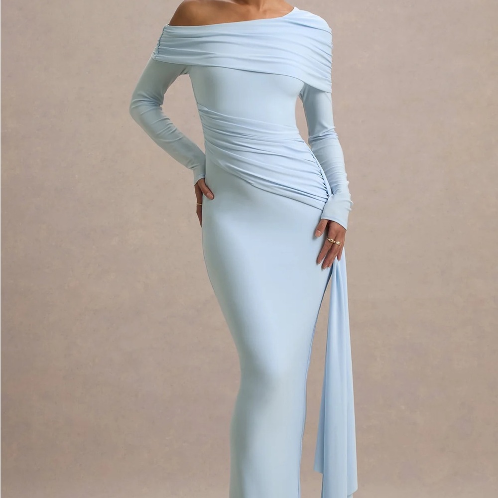 Chic One Shoulder Light Blue Dress